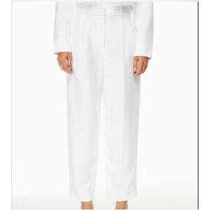 NWT Aritzia Wilfred Carrot Linen Pants White Sz 4 High Waist Trousers Minimalist